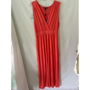 Cable & Gauge Womens Coral Sleeveless Braided Empire Waist Maxi Dress L NWT